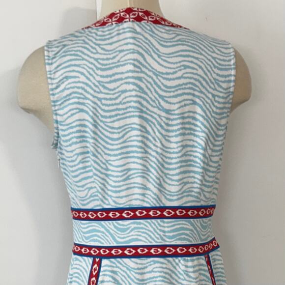 J. McLaughlin Lola Blue Sheath Dress Catalina Cloth Knee-Length Zebra Print | M - Picture 8 of 11